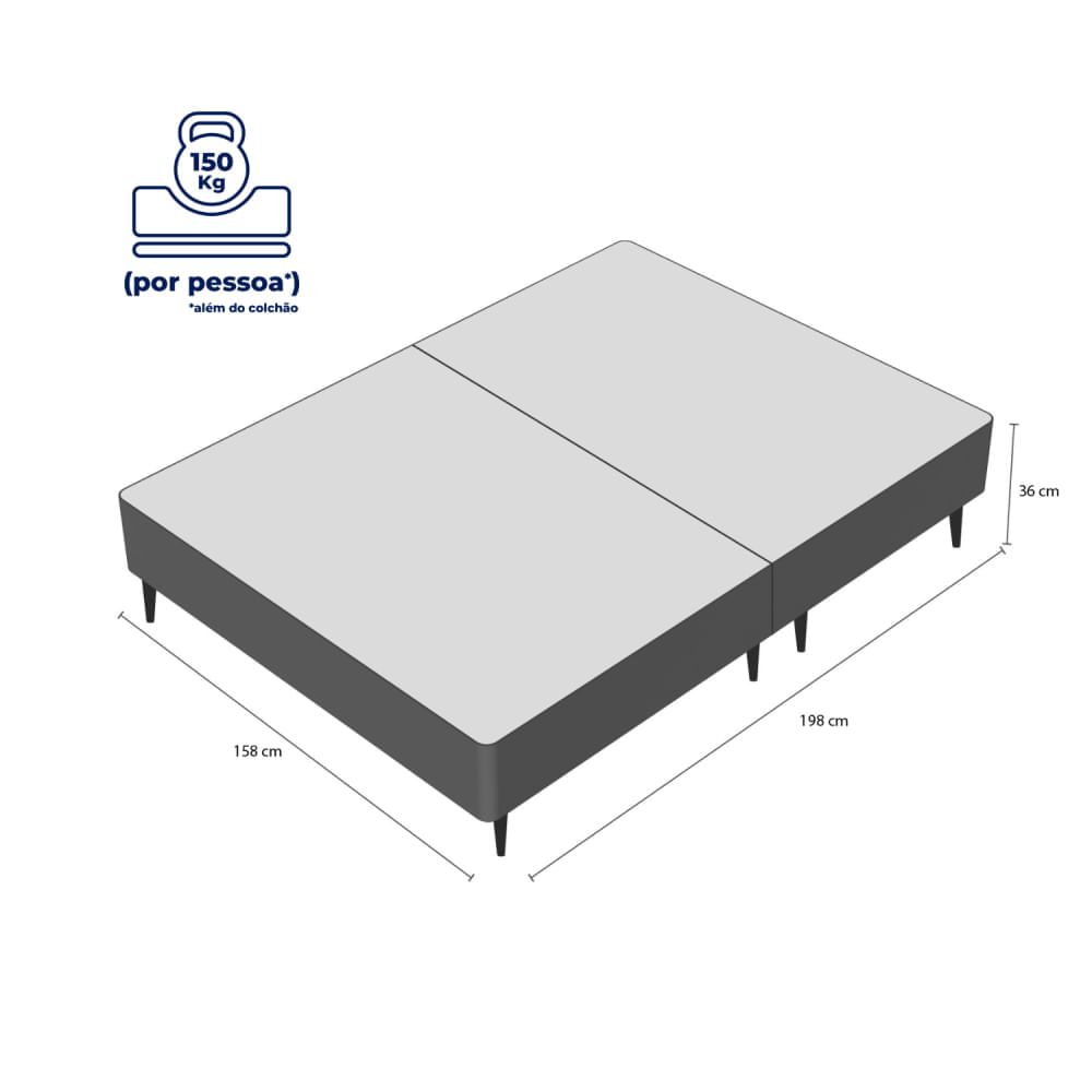 Base Sommier Camurça Preto Queen 158x198x23cm - 1051611810 - ORTOBOM - Imagem 5
