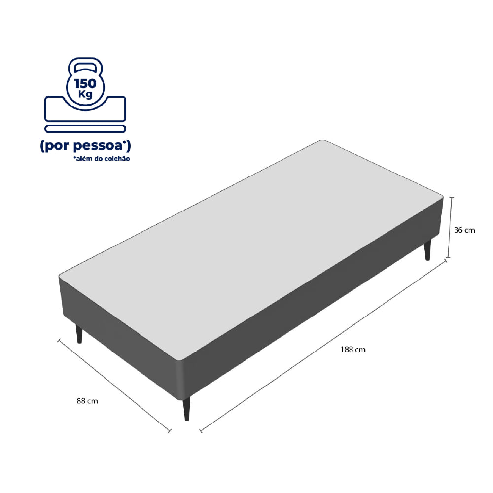 Base Sommier Marrom Solteiro 88x188x23cm - 1051611877 - ORTOBOM - Imagem 5