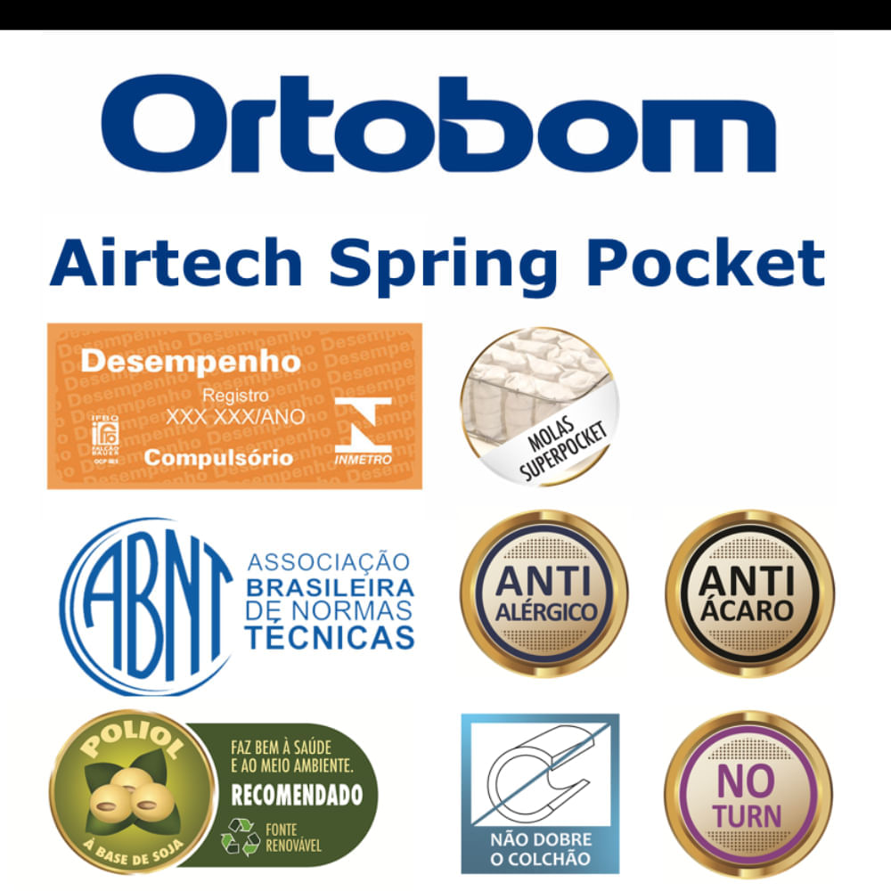 Colchão de Espuma Casal Airtech Spring Pocket 138x188x30cm - 1040420616 - ORTOBOM - Imagem 8