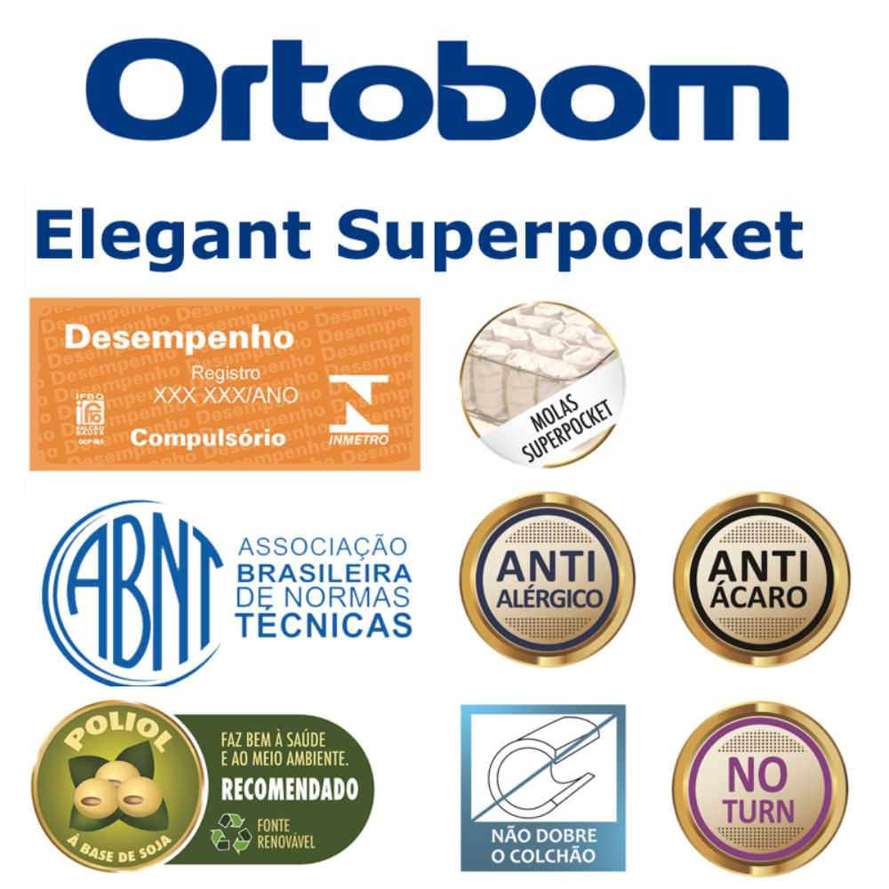 Colchão de Espuma Solteiro Elegant Superpocket 88x188x28cm - 1041527881 - ORTOBOM - Imagem 5