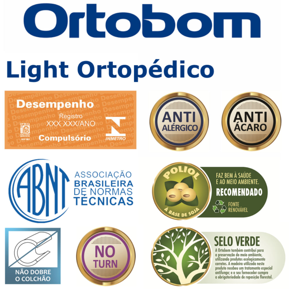 Colchão de Espuma Casal Light Ortopedico 138x188x23cm - 1040421099 - ORTOBOM - Imagem 4