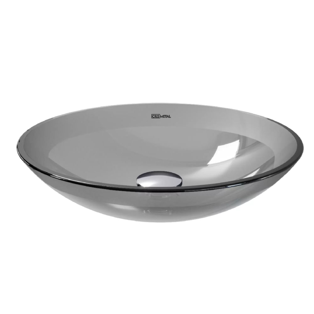 Cuba De Apoio 35x0,8cm Light Vidro Fume - 345 - CRIS-METAL