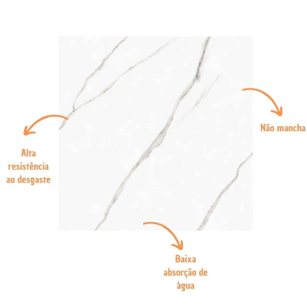 Porcelanato 61x61cm Carrara Acetinado Caixa com 1,87m² / 5 Peças - 61098-1 - CRISTOFOLETTI - Imagem 4