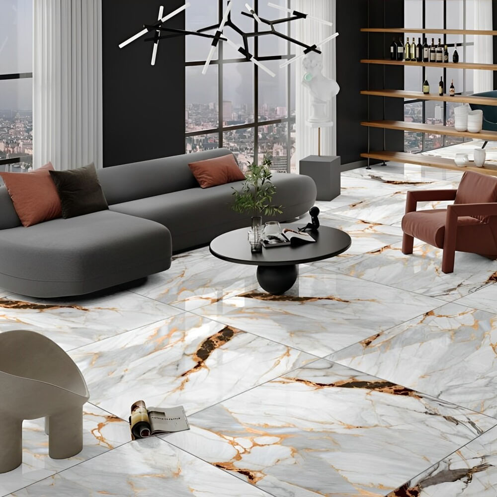 Piso Polido Retificado HD Damasco 82X82cm Caixa 2,70m² / 4 Peças - 815936 - ROCHA FORTE - Imagem 2