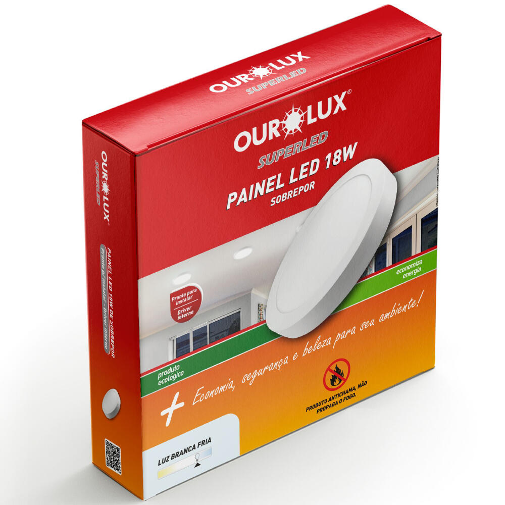 Painel Led Super Eco Sobrepor Redondo 18 Watts Bivolt 6500K - 02909 - OUROLUX - Imagem 2