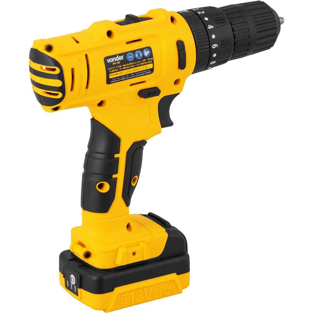 Parafusadeira e Furadeira de Impacto Bateria Bivolt 12 Volts com Maleta e Acessórios PFV-120I - 60.01.120.100 - VONDER - Imagem 10