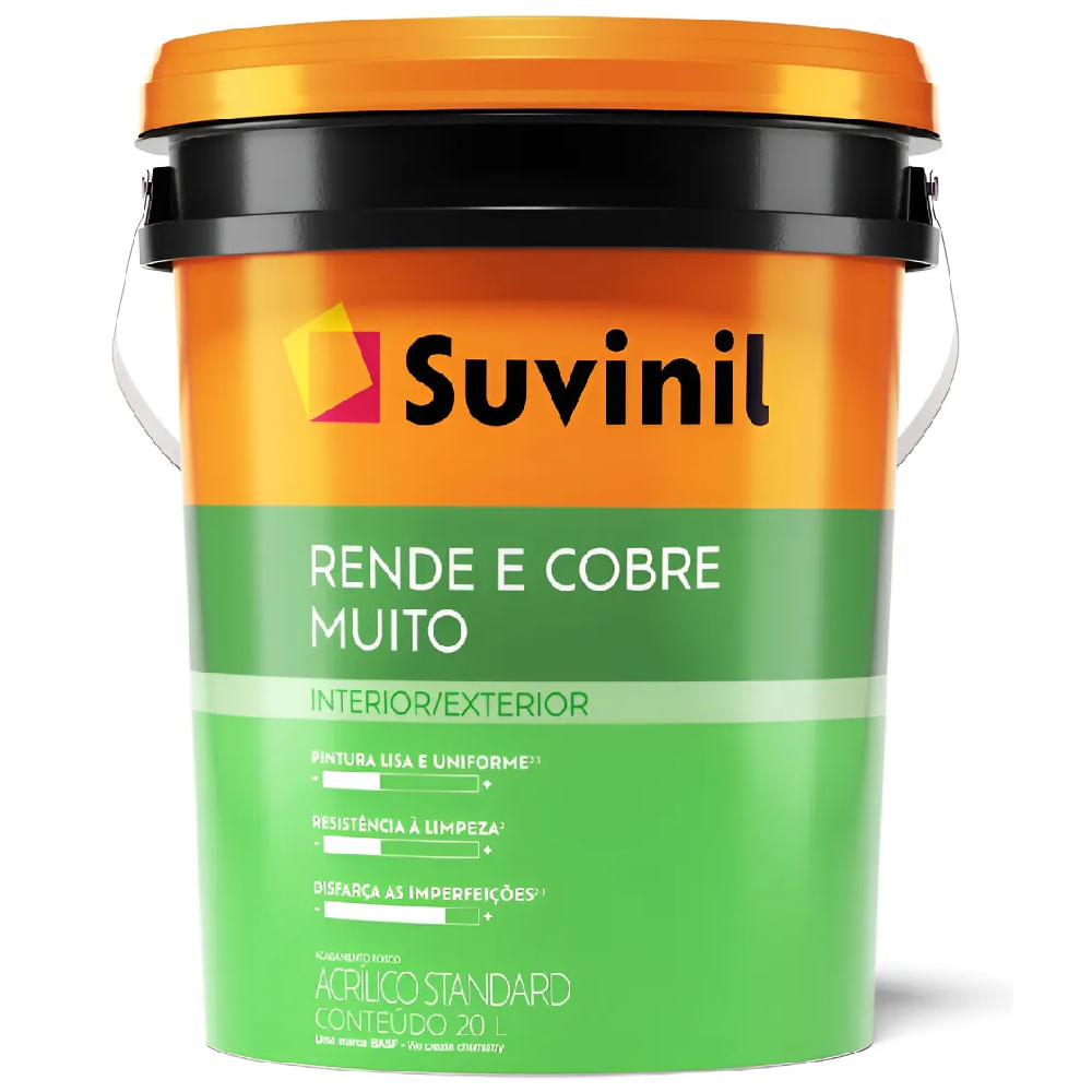 Tinta Acrílica Rende e Cobre Muito Fosco 20 Litros Branco - 50531049 - SUVINIL