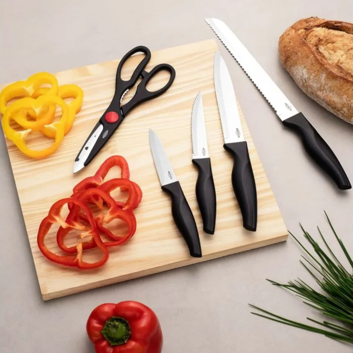 Conjunto de Facas com 7 Peças com Cepo Cross - 2556/111 -BRINOX - Imagem 2