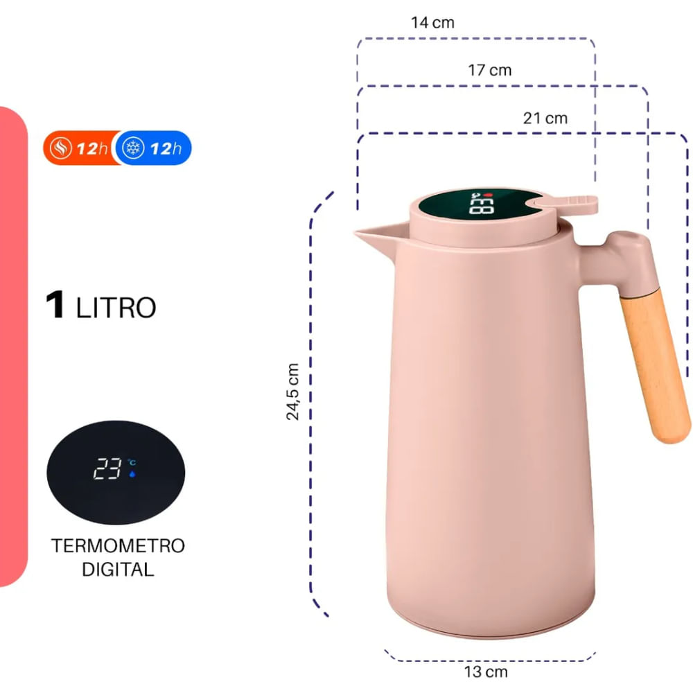 Garrafa Térmica de 1 Litro Nude Digital - D1333 - DOLCE HOME - Imagem 5
