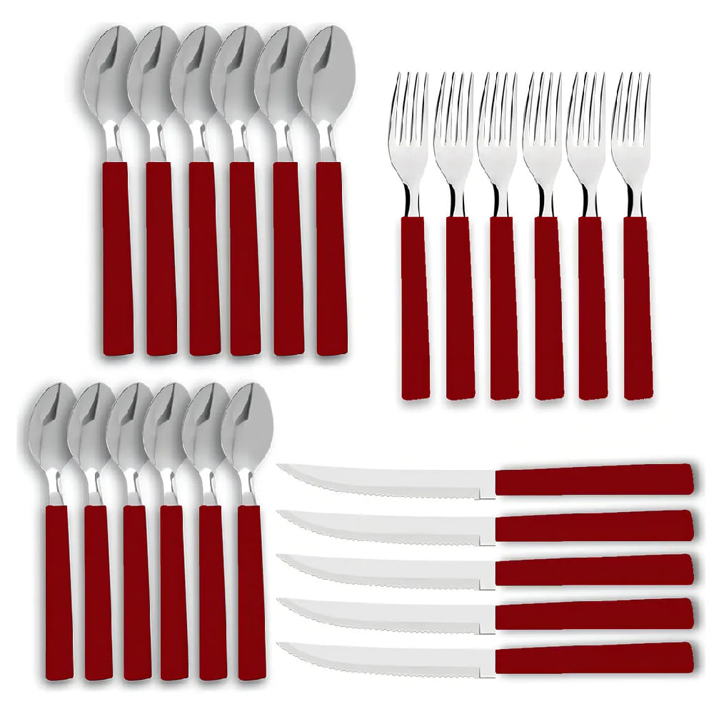 Faqueiro Riviera 24 Peças Vermelho - 6025/752 - BRINOX - Imagem 3
