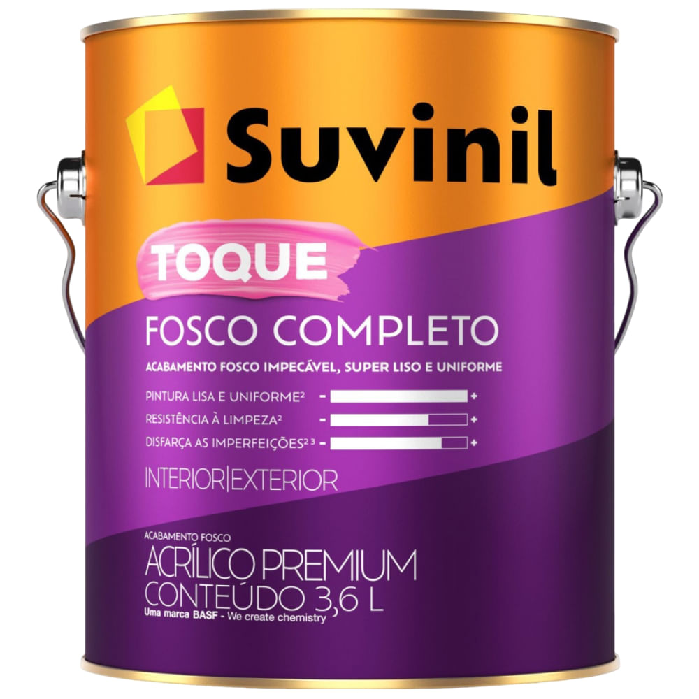 Tinta Acrílica 3,6 Litros Toque Fosco Completo Crômio - 50841602 - SUVINIL