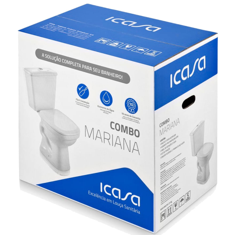 Kit Bacia com Caixa Acoplada Mariana Preto - CBMAR12 - ICASA - Imagem 2