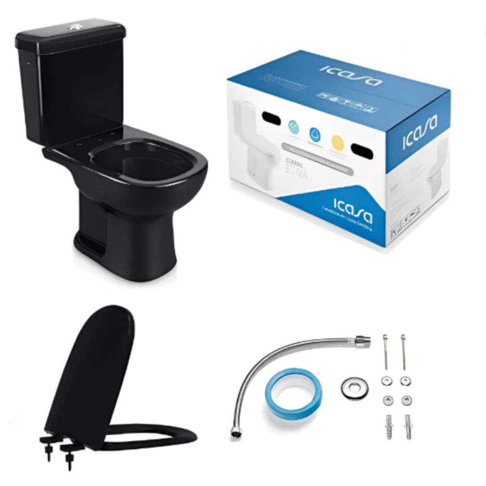 Kit Bacia com Caixa Acoplada Mariana Preto - CBMAR12 - ICASA - Imagem 3