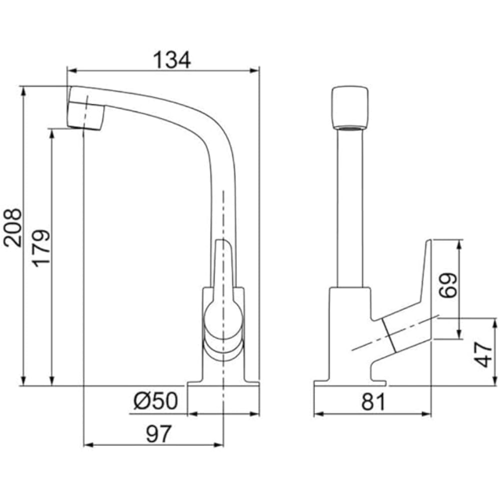 Torneira Lavatório de Mesa Bica Alta Flat Preto Fosco - 7110061 - LORENZETTI - Imagem 2