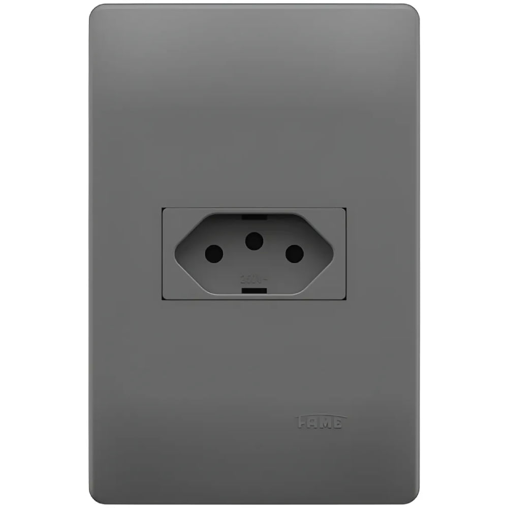 Conjunto Tomada 2P + T 10A 250 Volts 4x2cm Habitat Onix - 06245844 - FAME