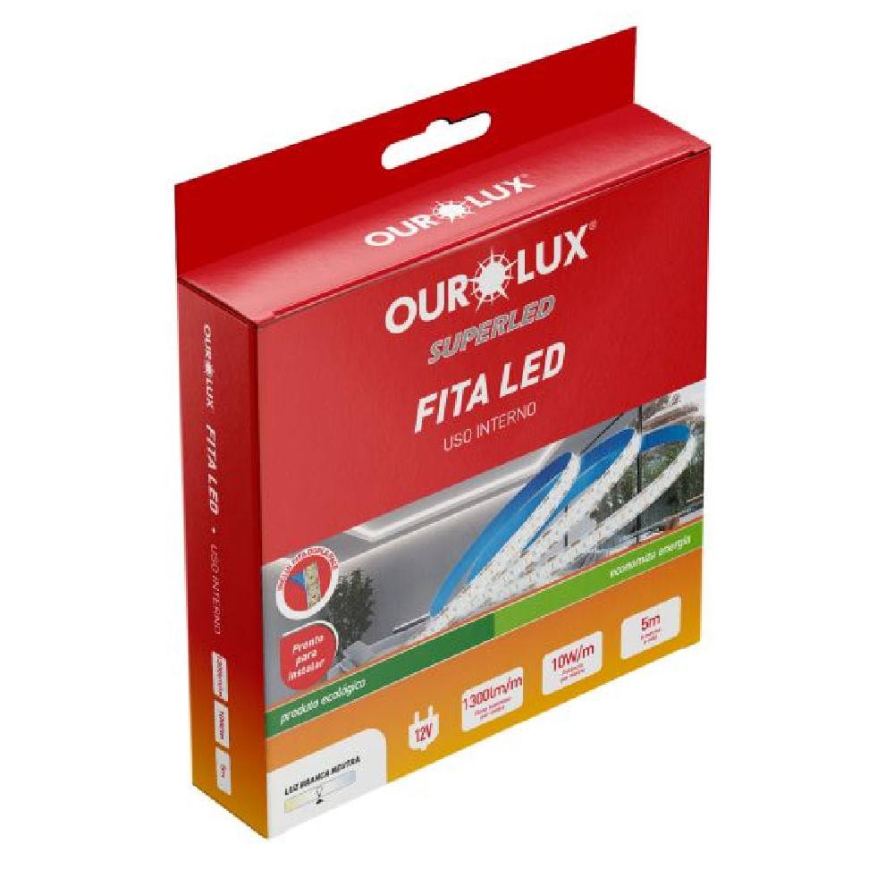 Fita de Led 5 Metros 10W/M IP20 12 Volts 4000K - 05762 - OUROLUX - Imagem 2