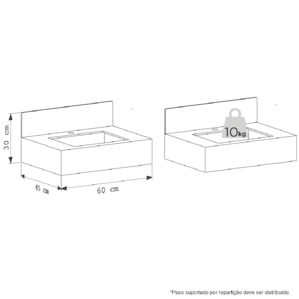 Bancada Suspensa em Porcelanato Napoles Bege 60cm - P103389 - COZIMAX - Imagem 5