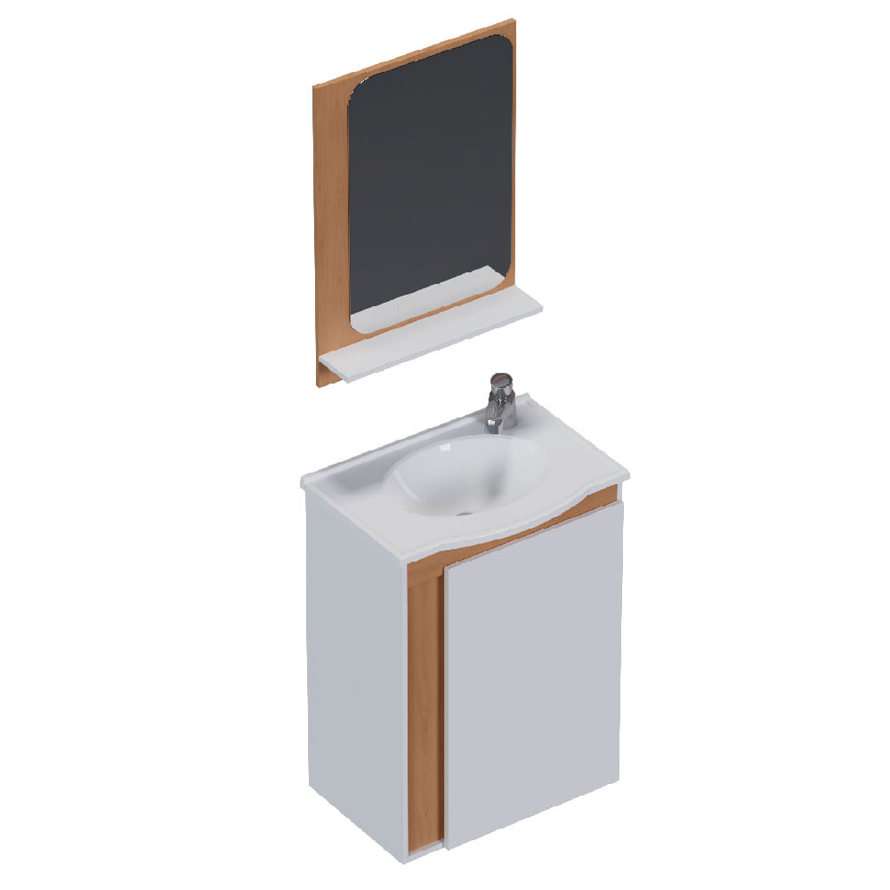 Armário Banheiro Madeira 50cm Begônia Jequitibá Branco - P103370 - COZIMAX