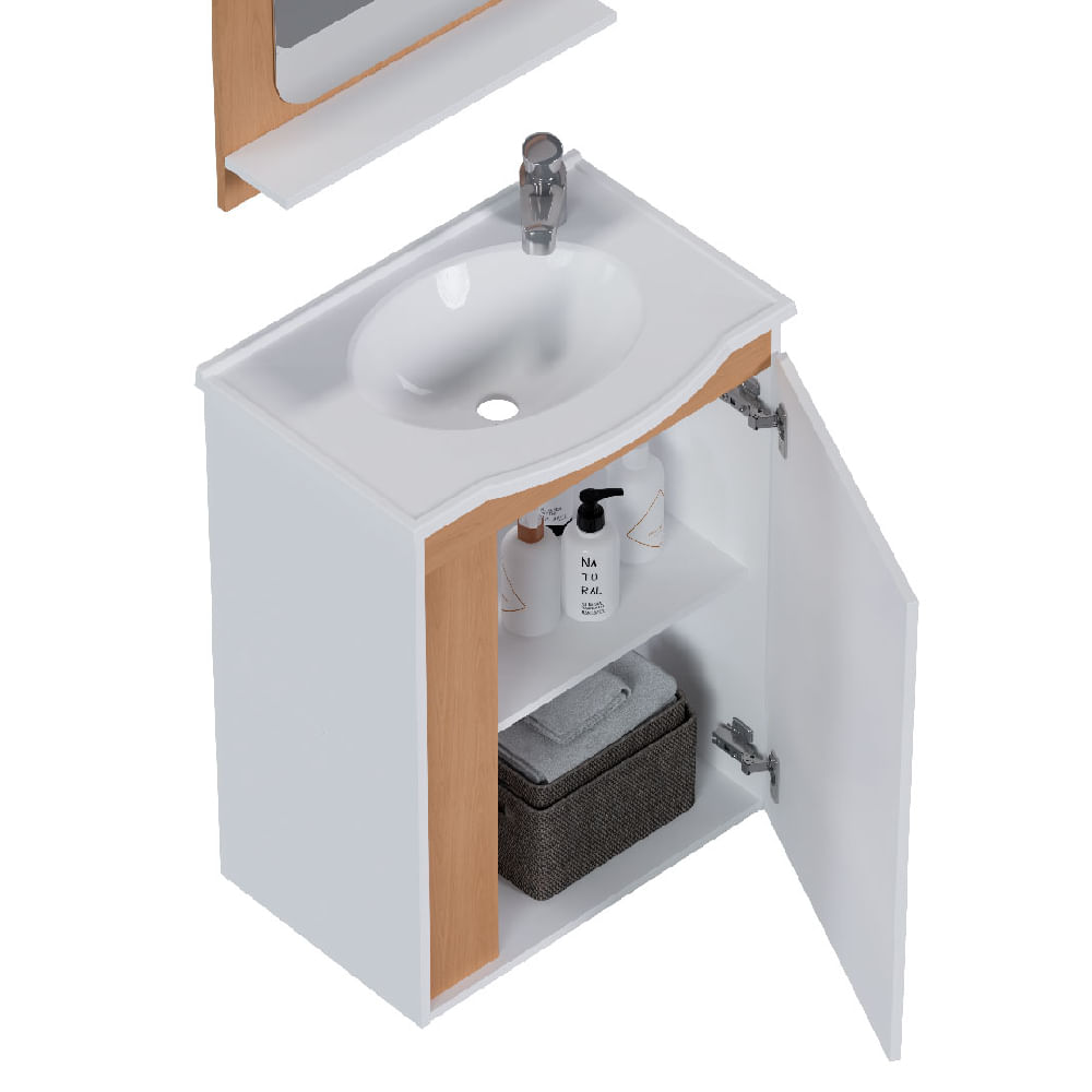 Armário Banheiro Madeira 50cm Begônia Jequitibá Branco - P103370 - COZIMAX - Imagem 4