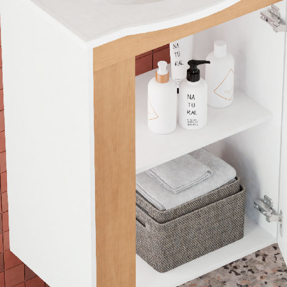 Armário Banheiro Madeira 50cm Begônia Jequitibá Branco - P103370 - COZIMAX - Imagem 5