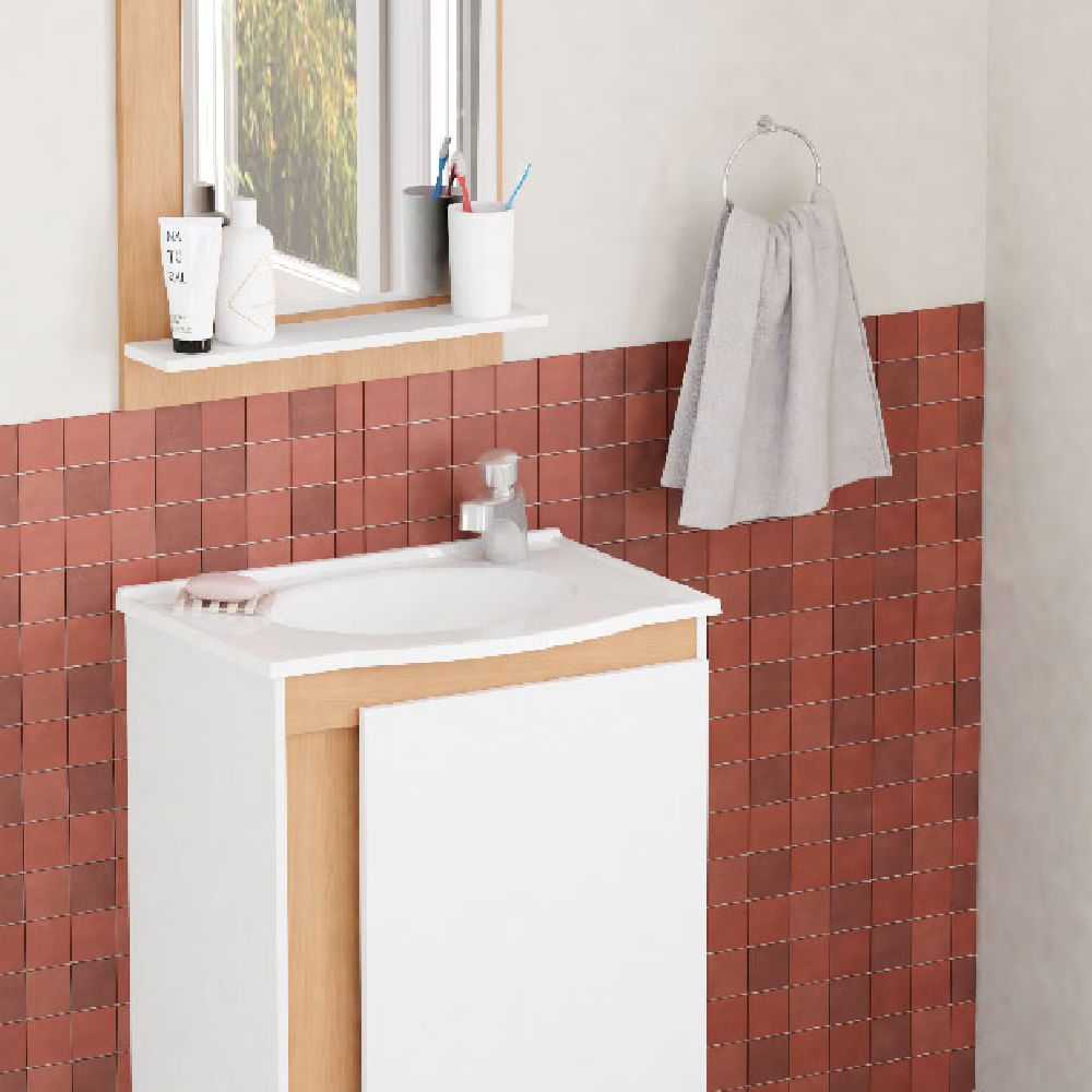 Armário Banheiro Madeira 50cm Begônia Jequitibá Branco - P103370 - COZIMAX - Imagem 6