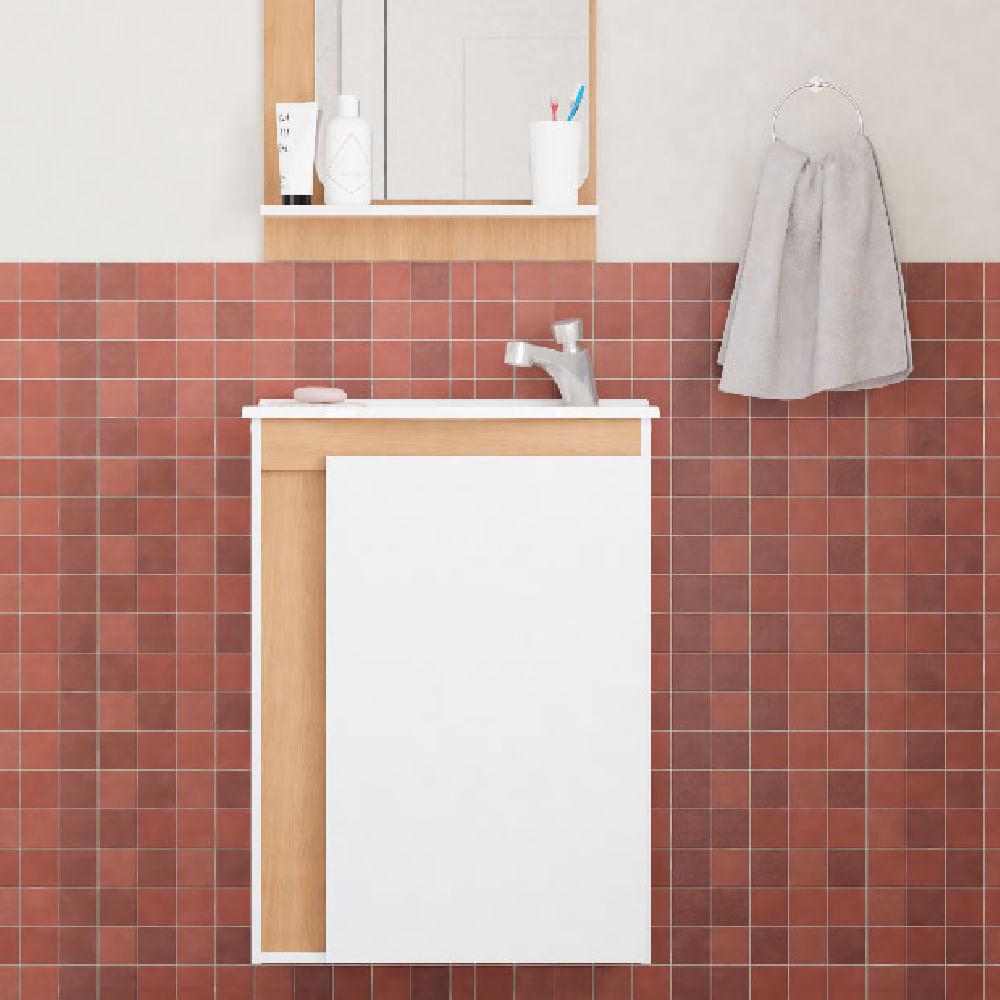 Armário Banheiro Madeira 50cm Begônia Jequitibá Branco - P103370 - COZIMAX - Imagem 8