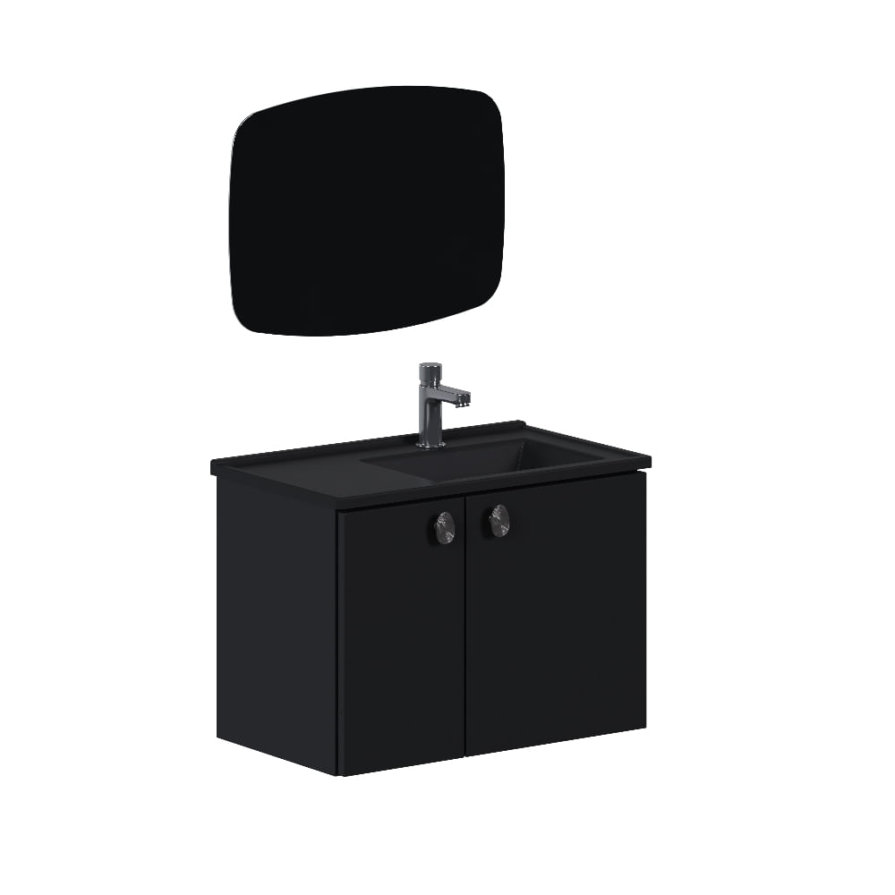 Armário Banheiro Aço 60cm Tarumã Preto com Lavatório Preto - P103358 - COZIMAX - Imagem 2