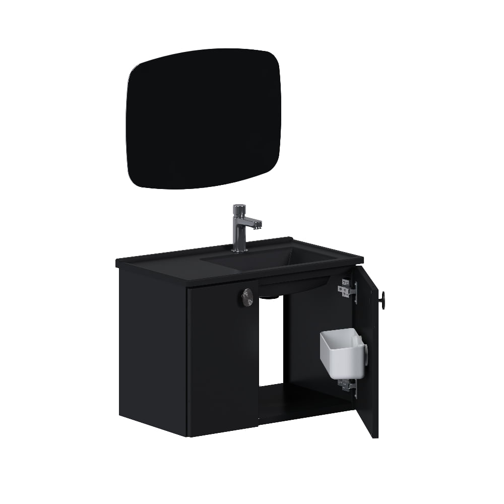 Armário Banheiro Aço 60cm Tarumã Preto com Lavatório Preto - P103358 - COZIMAX - Imagem 4