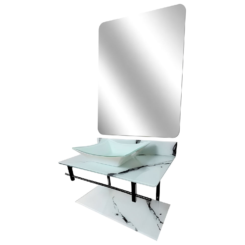 Lavatório com Cuba Rubi Branco 70x40cm Sem Espelho - 0230 - DULLUC