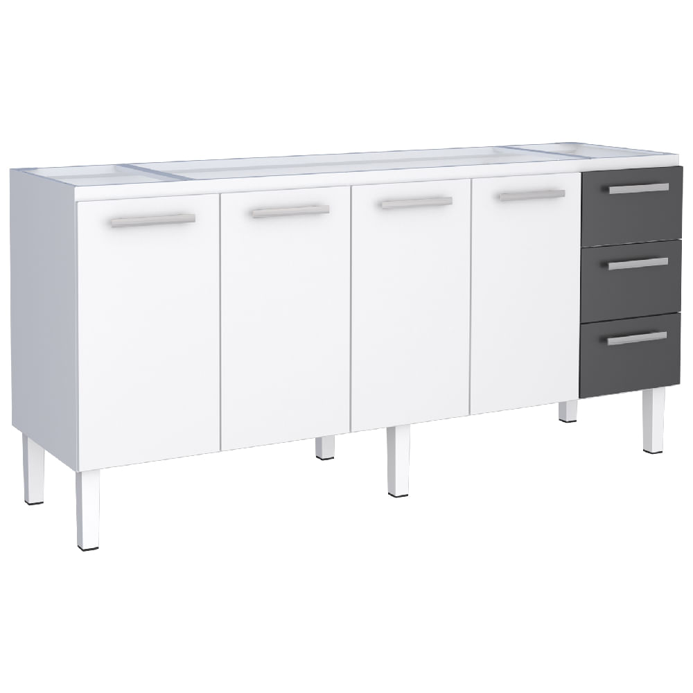 Gabinete Aço Novo Venus 1,92 Metros Preto Para Pia de 2,00 Metros - P103630 - COZIMAX