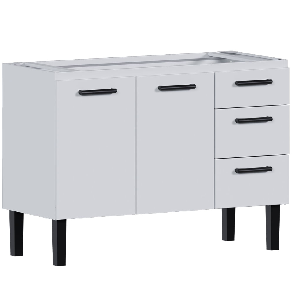 Gabinete Aço Atena 1,17 Metros Branco Para Pia 1,20 Metros - P102965 - COZIMAX - Imagem 2