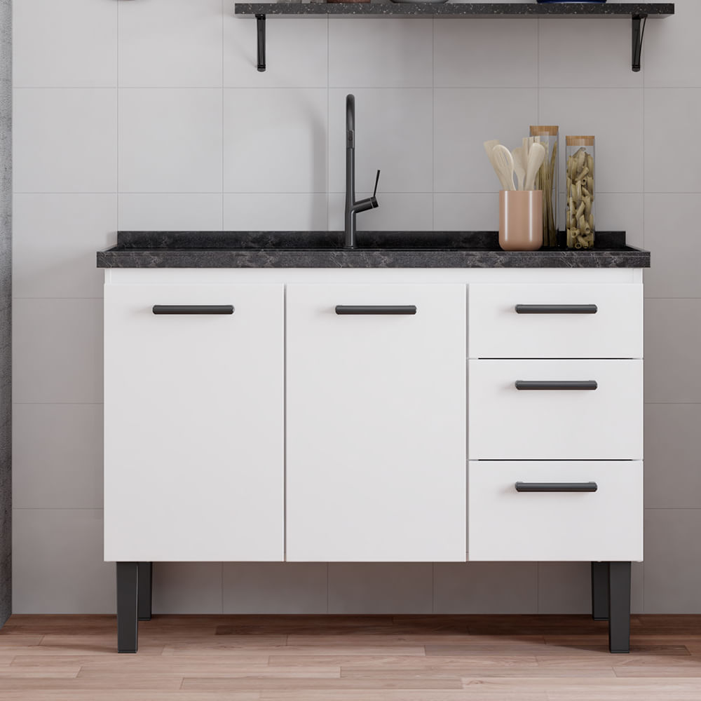 Gabinete Aço Atena 1,17 Metros Branco Para Pia 1,20 Metros - P102965 - COZIMAX - Imagem 5