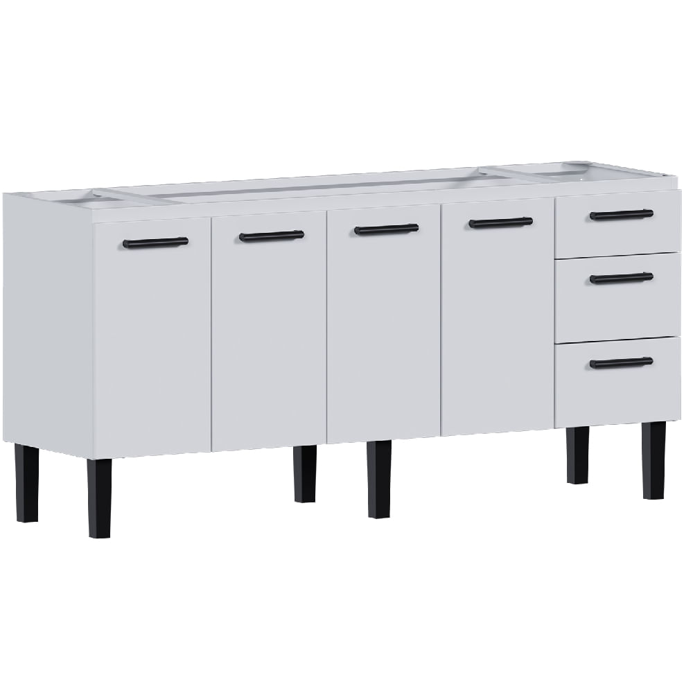 Gabinete Aço Atena 1,74 Metros Branco Para Pia 1,80 Metros - P103617 - COZIMAX