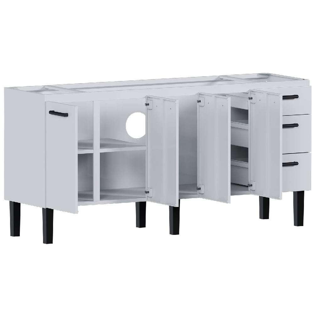 Gabinete Aço Atena 1,74 Metros Branco Para Pia 1,80 Metros - P103617 - COZIMAX - Imagem 2
