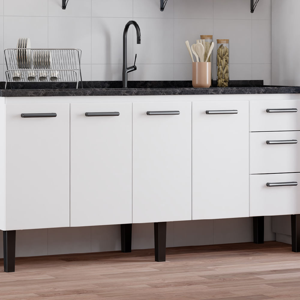 Gabinete Aço Atena 1,74 Metros Branco Para Pia 1,80 Metros - P103617 - COZIMAX - Imagem 3