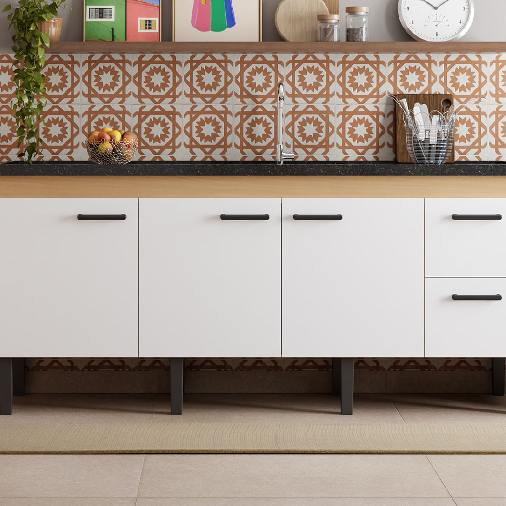 Gabinete Madeira Sabia 1,94 Metros Jequitibá Branco Para Pia 2,00 Metros - P103612 - COZIMAX - Imagem 2