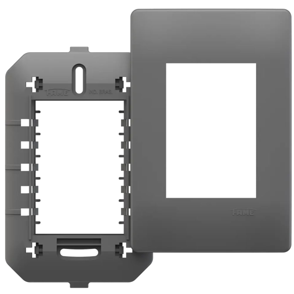 Placa 4x2 com Suporte para 3 Módulos Habitat Onix - 06445720 - FAME